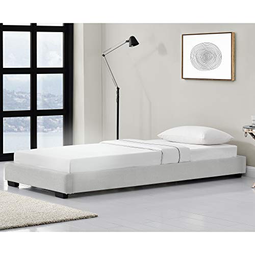 Corium Cama Individual Tapizado en Piel sintética 90 x 200 cm Somier Moderno con Listones para Cama Blanco