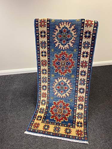 Corredor kazak afgano hecho a mano (180 cm x 60 cm)