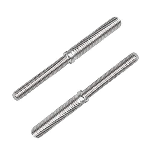 Create Idea, 2 pernos de tornillo roscado de doble extremo, M6 a M8 80 mm, 304 adaptador de rosca de acero inoxidable para fijación de columnas estructurales