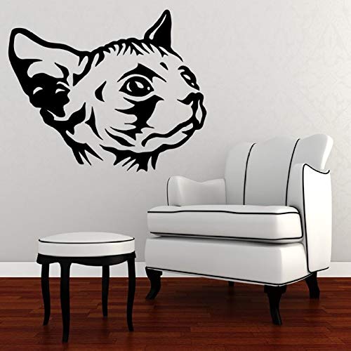 Cute Cat Head Wall Stickers Animal Home Decals para el hogar y el jardín Diseño creativo Arte Los murales se pueden personalizar Color 59x67cm