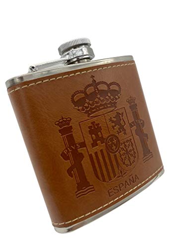 CXS Petaca de Acero Inoxidable con Bandera De España 6 Oz Petaca De Alcohol A Prueba De Fugas