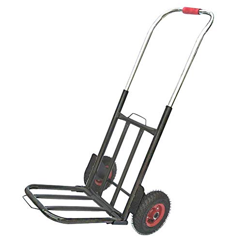 DBSCD Carrello a Mano Tubo d'acciaio Pieghevole Regolabile Antiruggine Resistente Alla corrosione Ruota gonfiabile Completamente saldata, Carico 140 Kg (Colore: Nero)