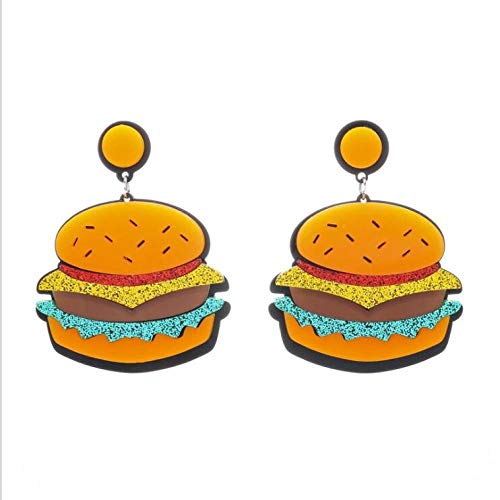 DFGHJK Pendientes para Mujer Fashion Charm Pendiente Exagerado para Niñas Trendy Hip Hop Girls Gift Cute Foot Burger Sushi Regalos Erh620F2