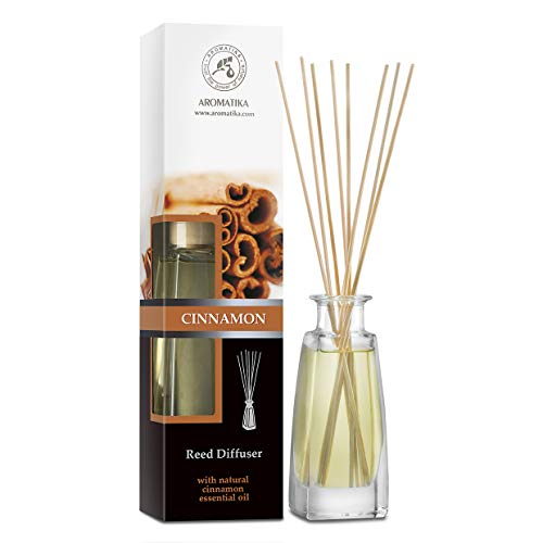 Difusor de Varillas con Aceite Esencial de Canela 100ml - 100% Puro y Natural - Ambiente y Duraderas - 0% Alcohol - Set de Regalo con 8 Varillas de Bambú - para Aromatizar Todos los Ambientes