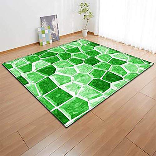 Dirgee Sala de Estar Área de Dormitorio Alfombra Patrón geométrico 3D Alfombra Decorativa Moderna, Alfombra Azul Suave y Antideslizante (Color: Rosa, Tamaño: 63 * 48) (Color : Green, Size : 63 * 48)