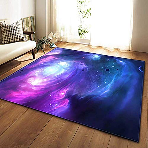 Dirgee Zona Alfombra Sala de Estar Dormitorio Dormitorio Luna Decoración Estrellado Alfombra Grande, Alfombra de Color de Agua Suave Antideslizante (Color: C, Tamaño: 63 * 48)