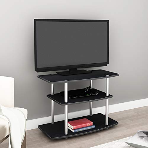 DlandHome Mesa para TV de Alta fidelidad para Sala de Estar Estante de 3 estantes Montaje fácil con Patas de Tubo de Acero,Negro