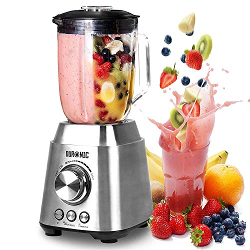 Duronic BL102 Batidora de Vaso 1000W con función Pulso, Picar Hielo y Smoothie - Jarra de cristal de 1,5 L - Cuchillas Desmontables – Ideal para Hacer Smoothies, Batidos, Salsas, Picar Hielo, gazpacho