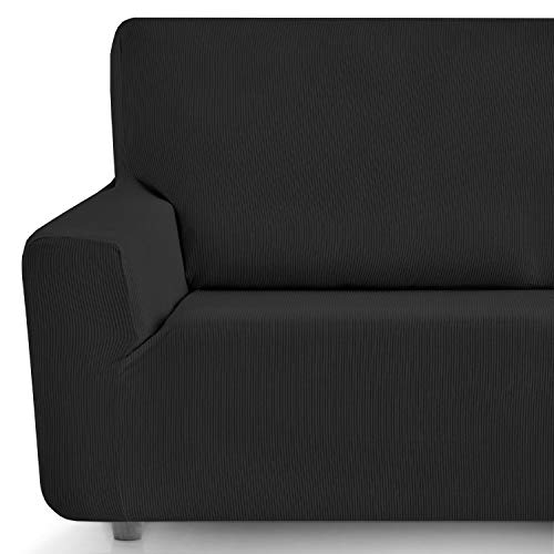 Eiffel Textile Funda Sofa Elastica Protector Adaptable Rústica Sofá, 94% Poliéster, Negro, 2 Plazas (120-180 cm)