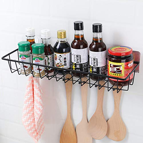 EigPluy Especiero de cocina autoadhesivo,Soportes para botes de especias Montado en Pared,Organizador de especias con 6 Ganchos Pared para Especias, Botellas, Frascos, Utensilios de Cocina