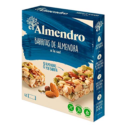 El Almendro - Barritas de Almendra a la Sal - 4x21 gr - Sin Gluten - Sin Aceite de Palma - Alto Contenido en Fibra