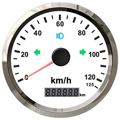 ELING Velocímetro GPS universal 125 km/h Odo ajustable 3 3/8 pulgadas (85mm) con luz de fondo 9-32V