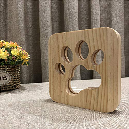 Envisioni Lámpara LED USB con forma de pata de perro de madera, cabeza de lobo, cachorro, lámpara de hueso, decoración de dormitorio, para niños, luz cálida, luz nocturna, regalo para niños