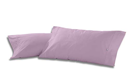 ESTELIA - Pack de Dos Fundas de Almohada de algodón Color Malva - 45x85 cm - 100% algodón - 144 Hilos