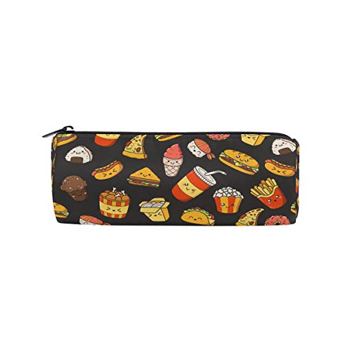 Estuche de lápices Cilindros con forma de cilindro Burger de dibujos animados Bolígrafo Hotdog Bolso de papelería Bolsa con cremallera