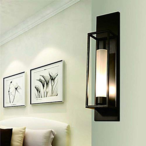 FAGavin Lámpara De Pared Cilíndrica Metálica De Metal del Accesorio De Iluminación De Cristal del Hierro Labrado Negro 5W