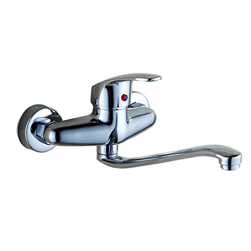 Faucet En la pared Cobre Agujero doble Giratorio Caliente y frío Ajustable Fregadero de la cocina Lavandería Piscina Balcón Iris 32 mm a 40 mm Se puede instalar (tamaño: 30 cm)