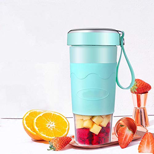 feilai Exprimidor eléctrico inalámbrico de 400 ml para viajes, portátil, con USB, taza de acompañamiento (color: azul)