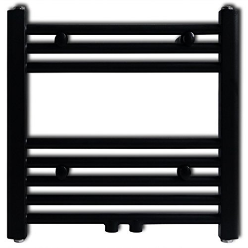 Festnight Radiador Toallero Curvo Calefactor Central de Baño 480 x 480 mm Color Negro