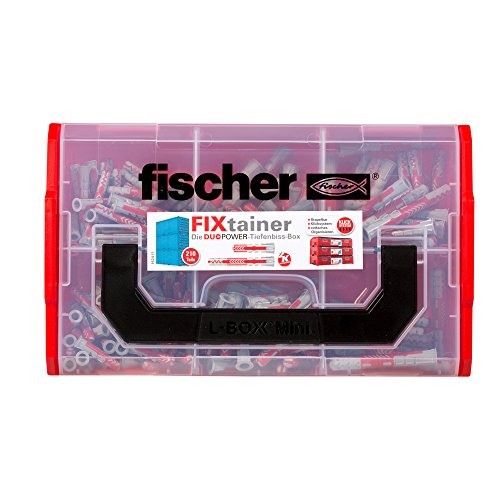 fischer 539867 Juego de Tacos universales (210 Piezas), Fixtainer Duopower - Mordaza profunda, Set