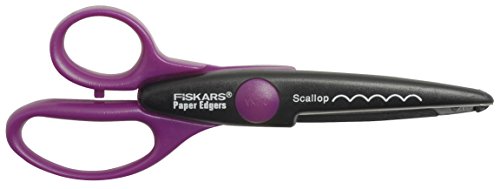 Fiskars Tijeras Decorativas, para cortar diseños en forma de onda, para diestros y zurdos, Negro/Lila, 1003850