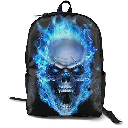 Flaming-Skull-Stock - Mochila de colegio con estilo repelente al agua para mujer, niña, viajes, negocios