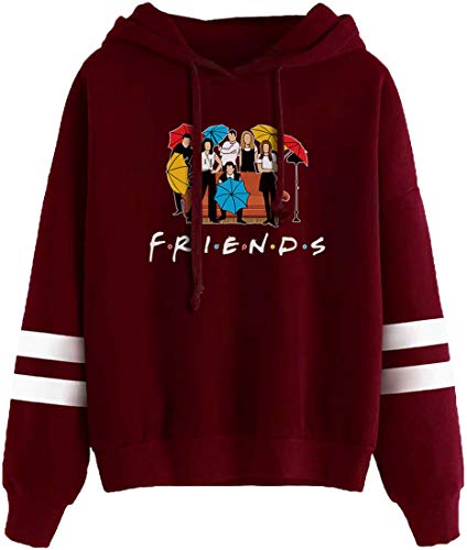 FLYCHEN Hombre Sudaderas con Capucha de Friends Suéter con Capucha Divertido Series de televisión Americanas TV Amigos (Rojo Sofá 656, L)