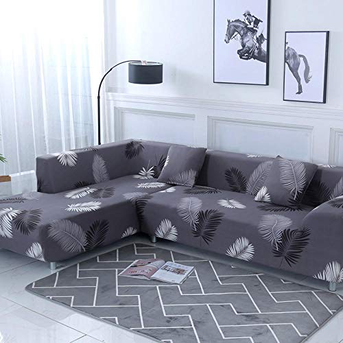 Funda De Sofá De 1/2/3/4 Plazas Plumas Blancas Y Negras Moderno Cubierta De Cubre Sofá Funda Llanura Furniture Protector Antideslizante Elastic Soft Sofa Couch Cover