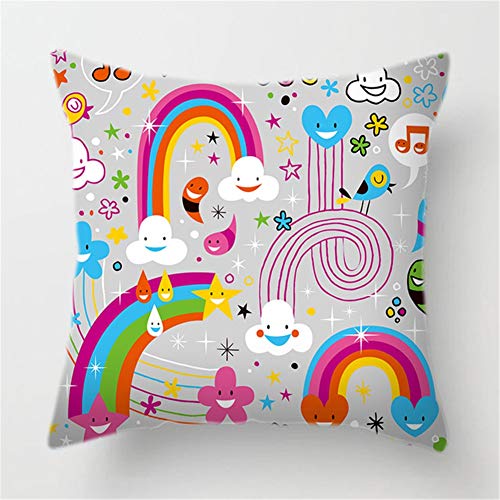 Fundas de Cojín Decorativos Arco iris de dibujos animados Cuadradas Terciopelo Suave Funda de Almohada Cubierta para Cojines Sofá Sala de Estar Decor Throw Pillow Case Pillowcase+core,45x45cm T329