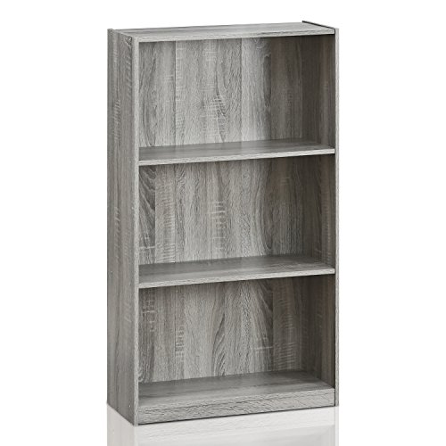 Furinno Estantería Básica De 3 Niveles para Estanterías, Gris Roble Francés, 99736Gyw