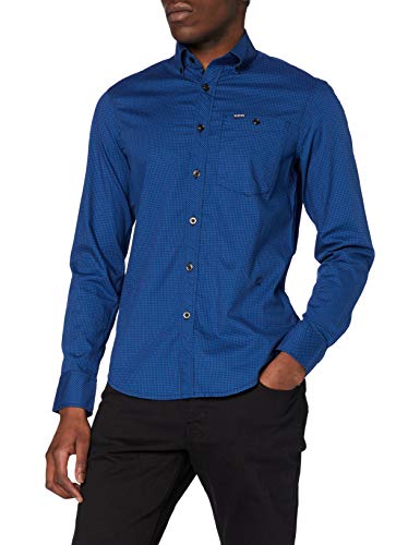 G-STAR RAW Core Btn Down 1pkt Slim Shirt Camisa, Azul (Sartho Blue/Hudson Blue Check A203), Medium para Hombre