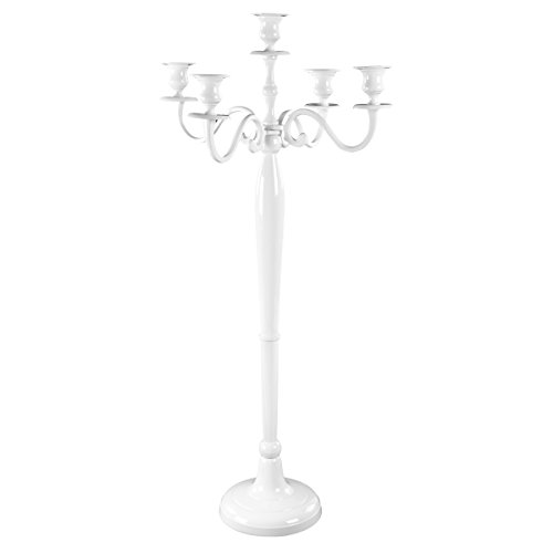 Gräfenstayn Candelabro 1, 3 o 5 Brazos - Diferentes tamaños - Candelabro en Color Plata, Negro, Blanco o Dorado (XL, Blanco)