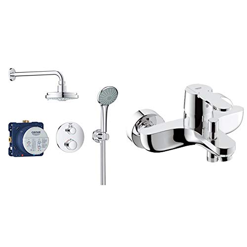 Grohe 34735000-210 Sistema de Ducha Rainshower Cosmopolitan 210 Empotrado (Cromo), Redondo + Grohe GET grifo de baño/ducha Ref. 32887000