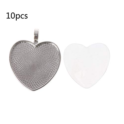 Guangzhou Bandejas Colgantes de biseles de corazón de 10 Piezas Azulejos de cúpula de cabujón de Cristal para Hacer Joyas Pendientes en Blanco Astilla