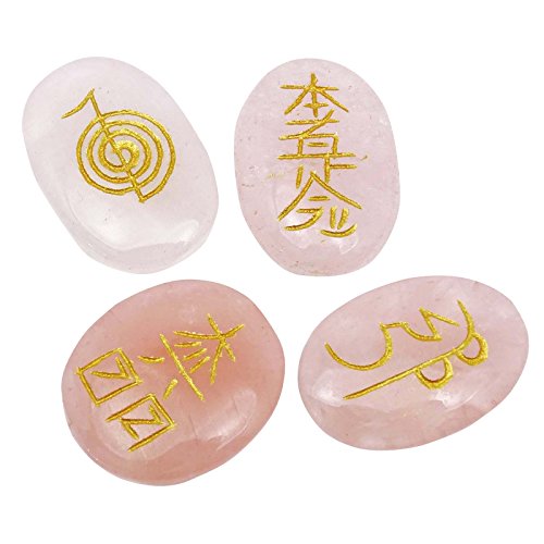 Harmonize Cuarzo Rosa 4 Piezas Set Reiki Piedras generador de energía