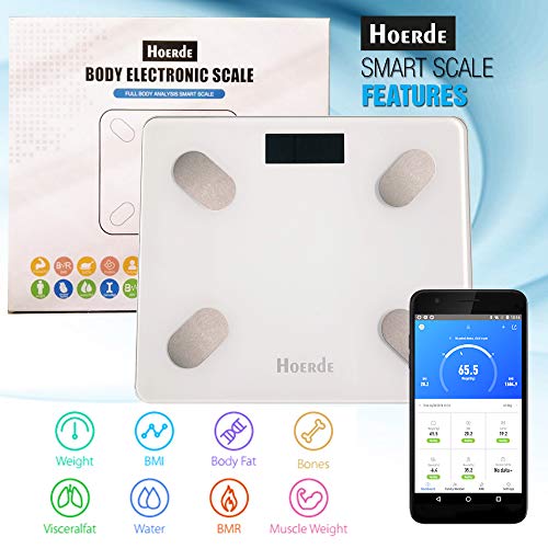 Hoerde - Báscula de baño con APP (Bluetooth, fitness, medición de grasa, etc.)