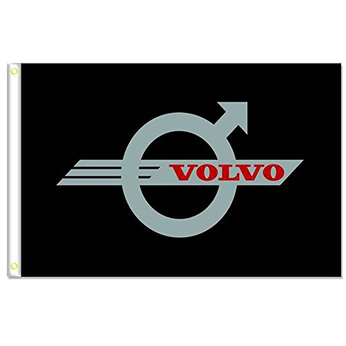 Home King Bandera negra de Volvo de 3 x 5 pies, 100% poliéster, cabeza de lona con ojal de metal