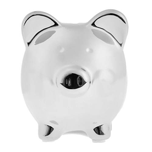 Hucha de Cerámica Cerdito Piggy Bank Decoración de Hogar Juguete Educativo - Plata