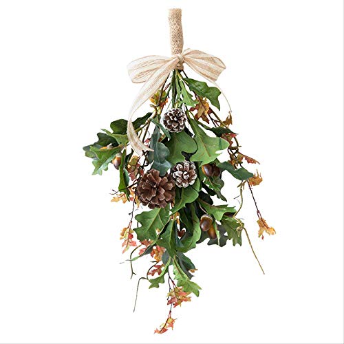 Hui Ding Ramo Nórdico Colgante De Pared Roble Hoja De Castaño Racimo Flores De Plástico Sala De Estar, Comedor, Dormitorio, Vestido De Novia De Flores Secas 50 * 25 Cm