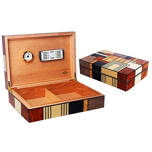 Humidor de puros de escritorio Sencilla Caja De Cigarros De Gran Capacidad De Madera Maciza De Madera De Cedro West Chapa De Madera Parqué Creativo Humidor ( Color : One color , Size : 350x240x100mm )