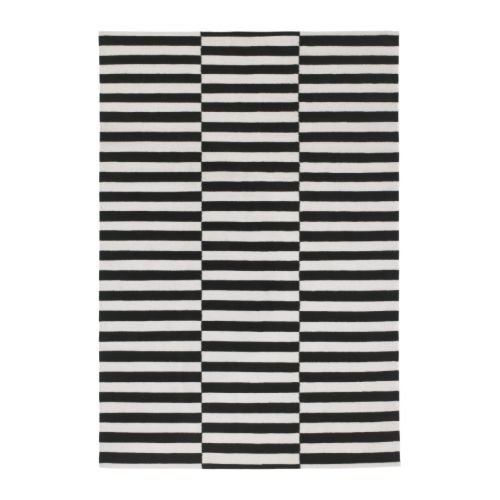 IKEA STOCKHOLM - Rug, flat woven, black striped black, Off-White - 170 x 240 cm