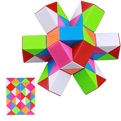 iLink Magic Snake Cube Puzzle-48 Blocks Rompecabezas de cubo de serpiente mágica-Juguetes de serpiente -Favores de fiesta de cumpleaños para niños (arco iris)