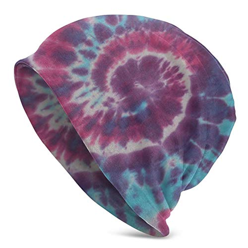 Jard-T DIY Tye Dye Tapiz de punto para adultos sombreros de punto casual unisex Beanie Hat impresión calavera Cap negro para hombres y mujeres