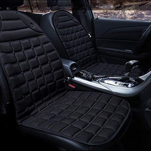 Jcsdhly 12V Coche Cojines con calefacción para Asientos Espesamiento Caliente Calentar Amortiguar para Clima frío Invierno Conductor Asiento Oficina Silla (Negro)