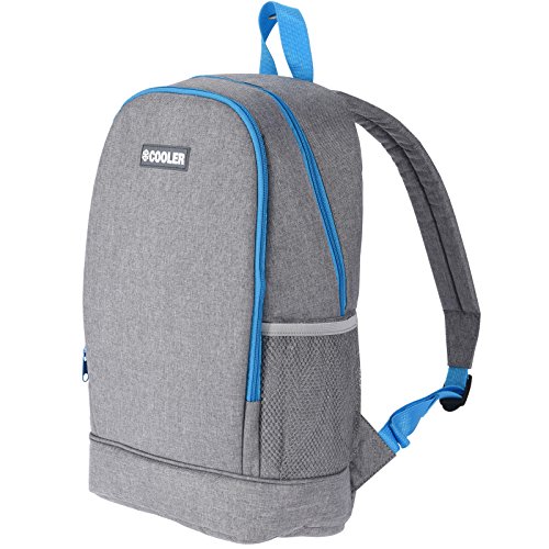 JEMIDI Mochila nevera de 10 litros con función de refrigeración, para camping, aislante, mochila térmica, mochila de senderismo, bolsa refrigeradora, color gris/turquesa