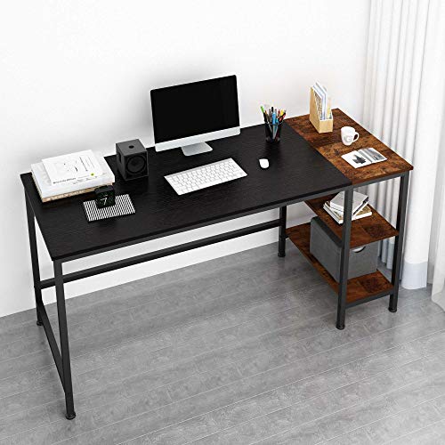 JOISCOPE Escritorio de Computadora,Escritotio,Mesa de Computadora,Mesa de Ordenador,Mesa para Computadora,Mesa Industrial Hecha de Madera y Metal,60 Pulgadas(Acabado Negro)