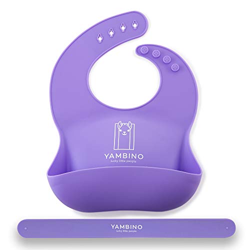 Juego de 1 baberos para bebé con correa de sujeción de 30 x 22 cm – sin BPA suave babero de silicona con bandeja – sin manchas comida con babero resistente al agua