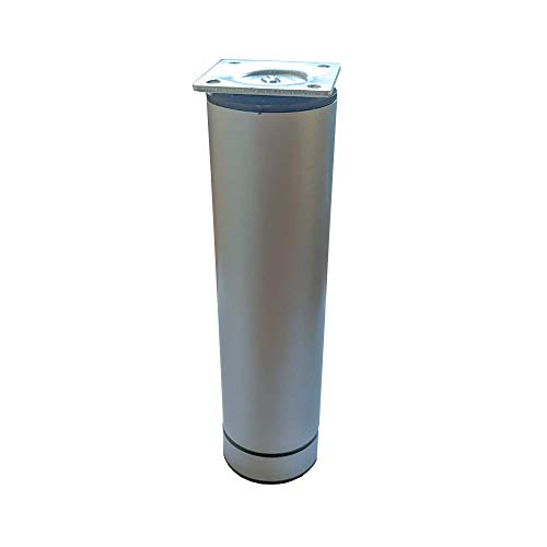 Juego de 4 patas de aluminio para muebles (15 cm, altura regulable, 40 mm, 4 unidades), color gris