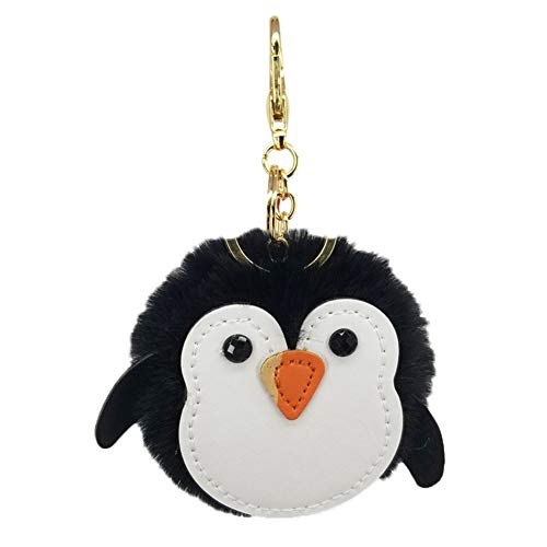 Kanggest.Llavero Piel Pompon Llavero Pinguino Pelo Bulbo Bolsa baratijas Coche Ornamentos Conejo Colgante de la Bola de la Piel Cristal Encantador para Mujer