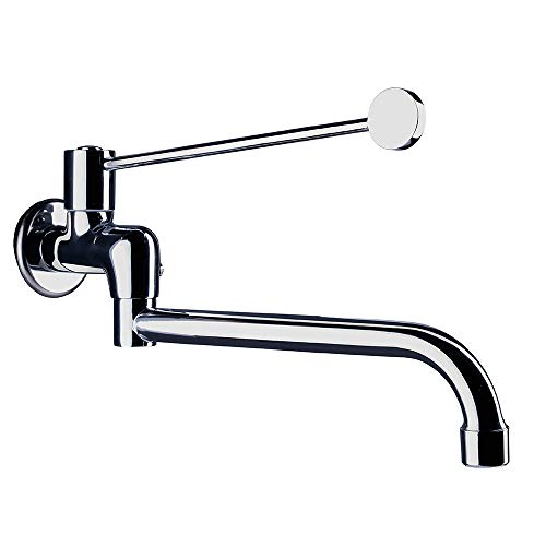 Kibath L162544 Grifo Medical pared Caño Fijo. Ideal para uso en entornos de sanidad con accionamiento mediante palanca larga, Cromo brillo